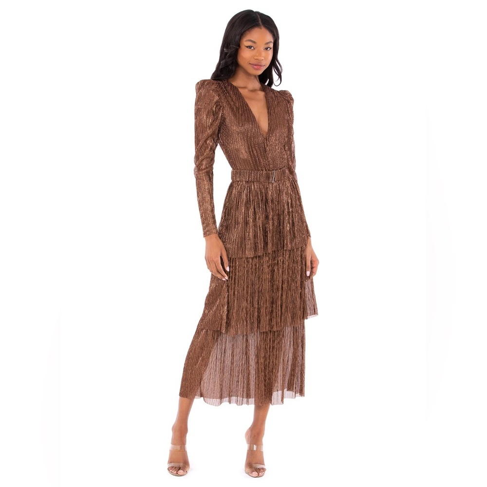 SOLD Sabina Musayev Carry Dress. Metallic Bronze. Size Small. Like New! **SOLD**